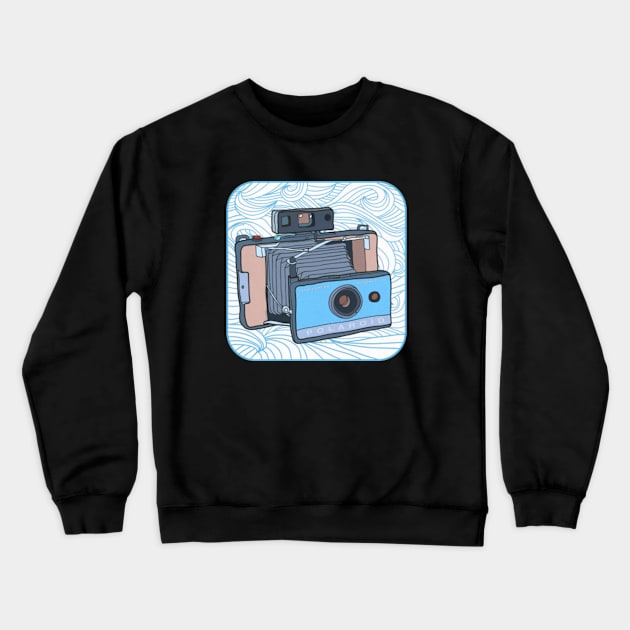 Pop Art Retro Vintage Polaroid 100 Folding Accordion Camera Crewneck Sweatshirt by Lodubyal